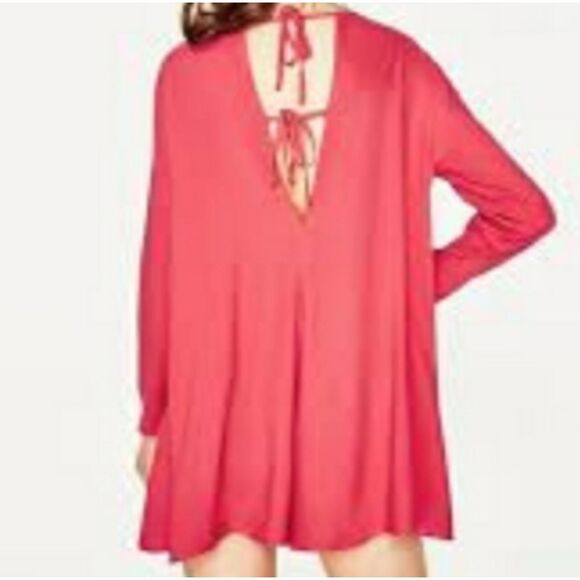 Zara Romper Shorts Micro Mini Mod GoGo Twiggy Babydoll Tunic Party Retro Coral S - Picture 3 of 10